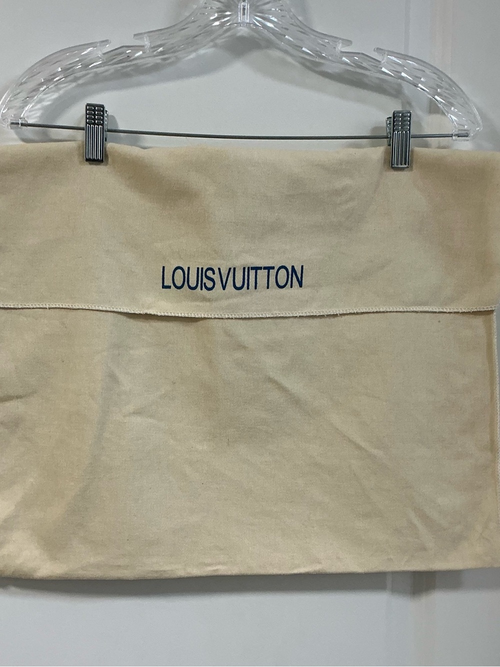 Louis Vuitton Vintage Beige Flap Dust Bag 20x21 Large flannel cotton pouch